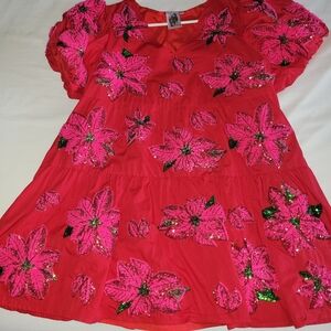 Qos Euc Size Medium Poinsetta Dress